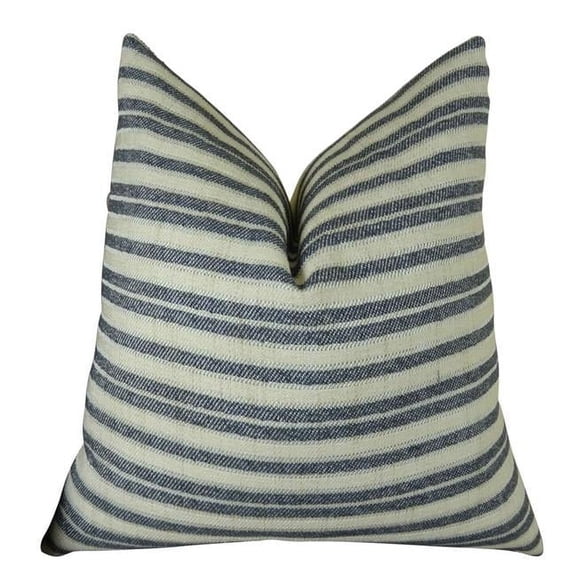 Plutus  Stone Manor Indigo Handmade Throw Pillow - Navy & Cream - 26 x 26 in.