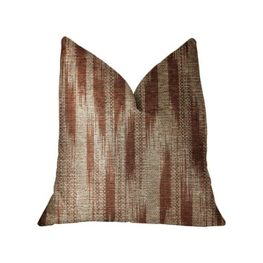 Plutus Stormy Pine Orange and Beige Luxury Throw Pillow