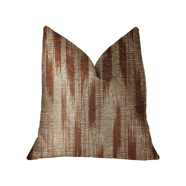 Plutus Stormy Pine Orange and Beige Luxury Throw Pillow