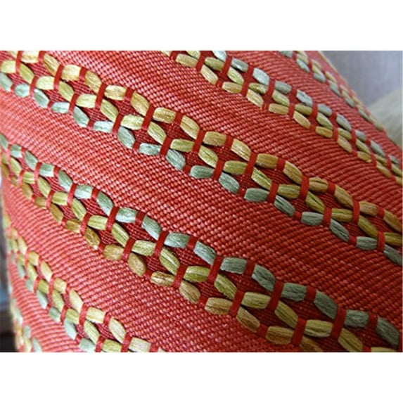 Plutus Tied Rows Handmade Throw Pillow-Color:Red,Size:20" x 20"