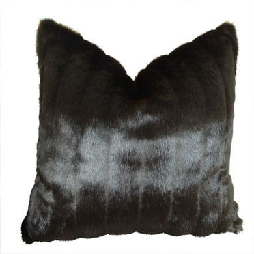 Plutus Tip Dyed Brown Faux Mink Handmade Double Sided Throw Pillow - Dark & Brown - 16 x 16 in.