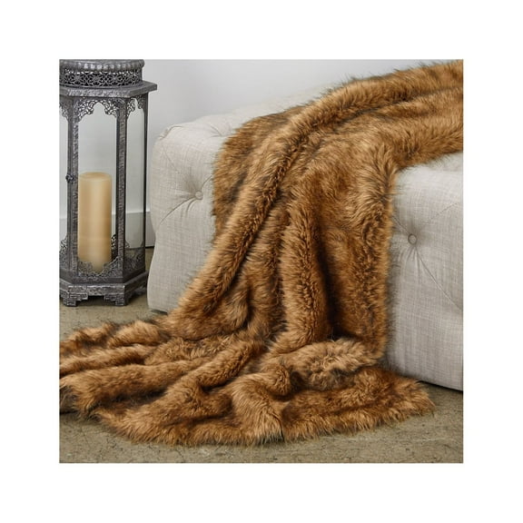 Plutus Tip Dyed Fox Faux Fur Luxury Throw 120"W x 114"L