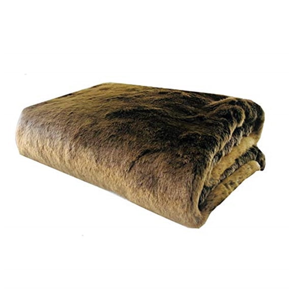 Plutus Tissavel Volga Rabbit Faux Fur Handmade Luxury Throw Blanket - Bronze Brown - Twin