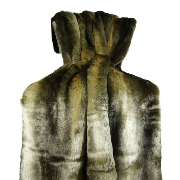 Plutus Tissavel Volga Rabbit Faux Fur Handmade Throw/Blanket-Color:Bronze/Brown,Size:48"W x 60"L