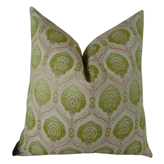 Plutus Tulip Handmade Throw Pillow - Pink & Green - 20 x 36 in. King Size