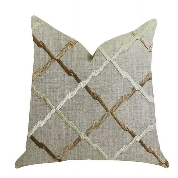 Plutus  Urban Square Brown & Beige Luxury Throw Pillow - 24 x 24 in.