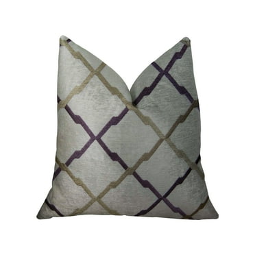 Plutus Valencia White Purple and Taupe Handmade Luxury Pillow