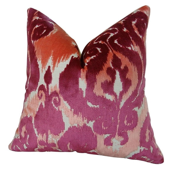 Plutus Velvet Bliss Coral Handmand Throw Pillow, (Double sided 24" x 24")