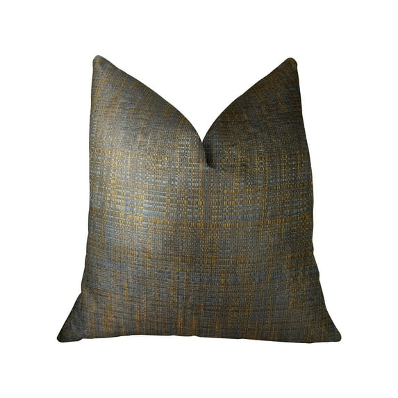 Plutus Vibrant Tazanite Blue & Brown Handmade Luxury Pillow - 20 x 20 in.