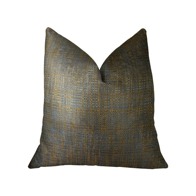 Plutus Brands Vibrant Tazanite Blue and Brown Handmade Luxury Pillow