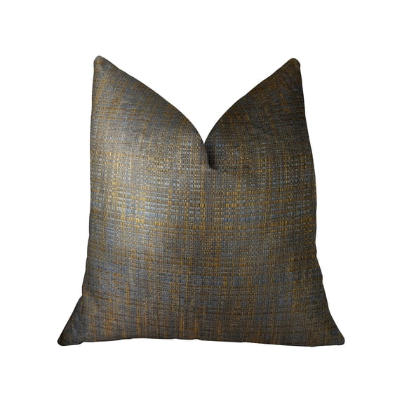 Plutus Vibrant Tazanite Blue and Brown Handmade Pillow 20"L x26"W