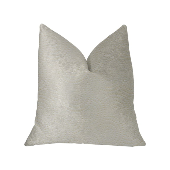 Plutus White Dove White Artificial Leather Luxury Throw Pillow