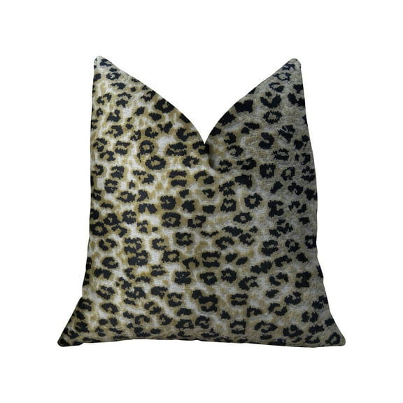 Plutus Wild Cheetah Taupe & Black Handmade Luxury Pillow - 24 x 24 in.