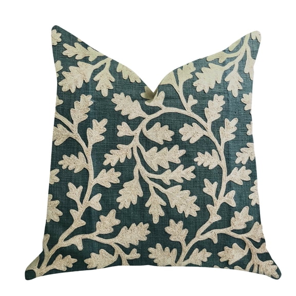 Plutus Wild Emerald Figleaf in Green Luxury Throw Pillow 18"L x18"W