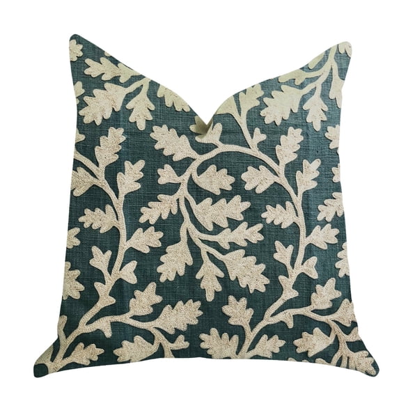 Plutus Wild Emerald Figleaf in Green Luxury Throw Pillow 20"L x36"W