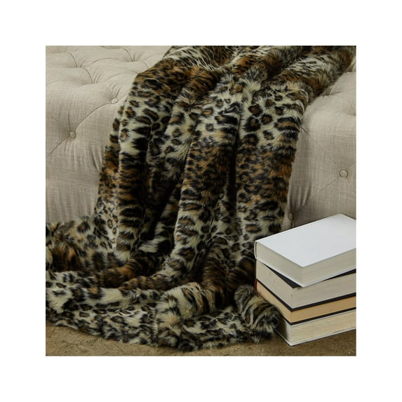 Plutus Wild Leo Faux Fur Luxury Throw 90"W x 70"L