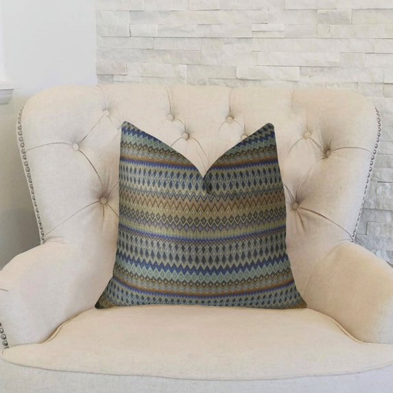 Plutus Zig Along Indigo Handmade Pillow, (24" x 24")