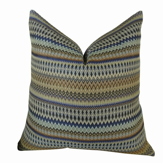 Plutus Zig Along Indigo Handmade Pillow, (Double sided 20" x 30" Queen)