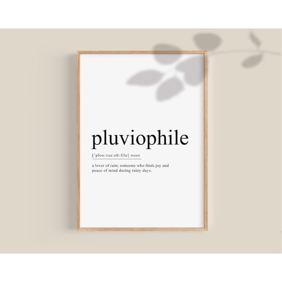 Pluviophile Definition Poster, Rain Lover Gift, Love Rain Poster, Inspirational Quotes Boho Decor Wall Art Home Decor, 12x18 UNFRAMED