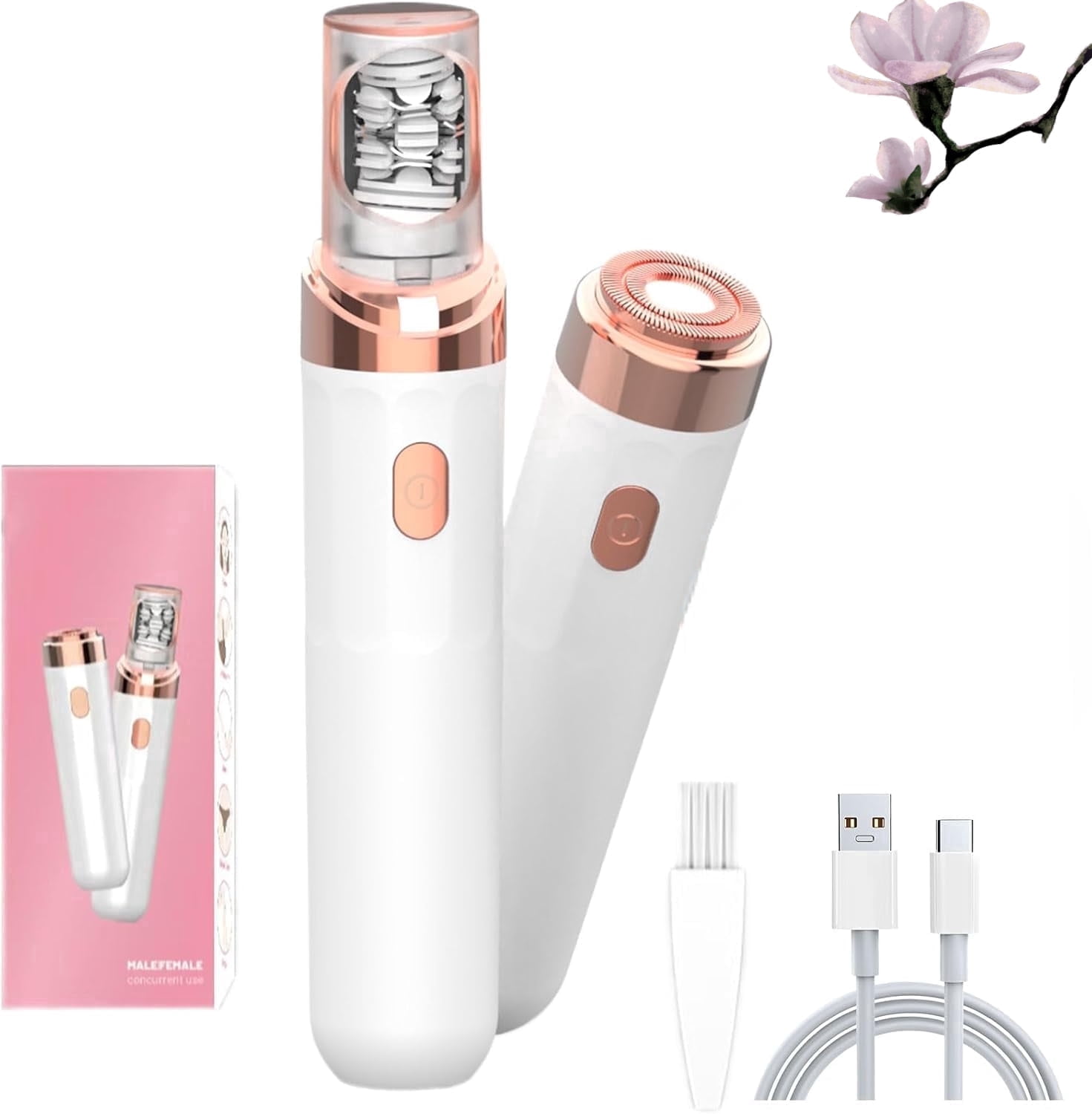 DUHKP Epil 3.0 Women Face Epilator, 2-In-1 Painless Facial And Body Shaver, Rechargeable Hair Removal Kit For Face, Legs And Bikini, White