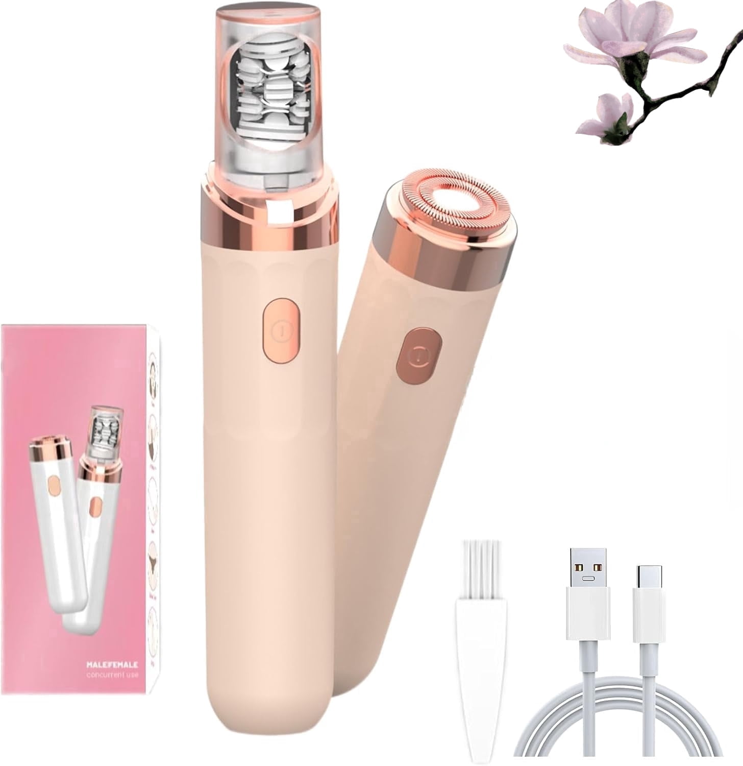 DUHKP Epil 3.0, 2-in-1 Painless Rechargeable Epilator & Shaver Kit for Face, Legs & Bikini, Pink