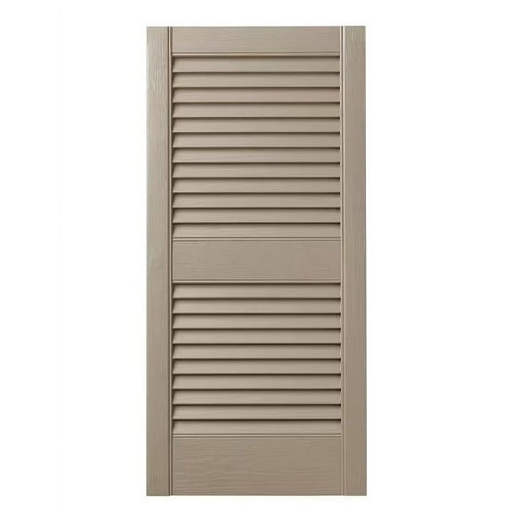 Ply Gem 15" x 43" Open Louvered Polypropylene Shutters Pair in Pebblestone Clay