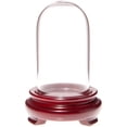 thumbnail image 1 of Plymor 1.85" x 3.5" Mini Glass Display Dome Cloche (Red Wood Veneer Footed Base), 1 of 1