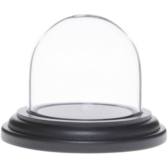 Plymor 1.875" x 1.875" Mini Glass Display Dome Cloche (Black MDF Wood Base)