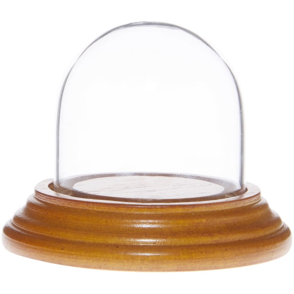 Plymor 1.875" x 1.875" Mini Glass Display Dome Cloche (Oak Veneer Base)