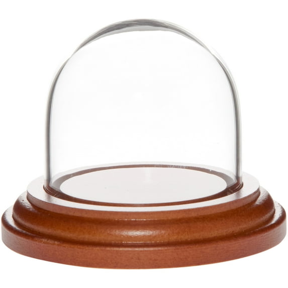 Plymor 1.875" x 1.875" Mini Glass Display Dome Cloche (Walnut Base)