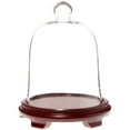 thumbnail image 1 of Plymor 10" x 13" Bell Jar Glass Display Dome Cloche, Red Wood Veneer Footed Base (Interior size 9.5" x 10.5"), 1 of 2