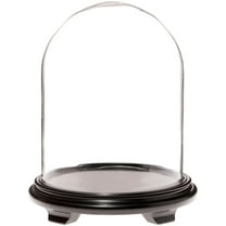Plymor 11.75" x 15" Glass Display Dome Cloche (Black Wood Veneer Footed Base)