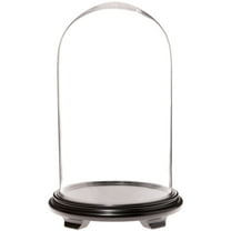 Plymor 11.75" x 20" Glass Display Dome Cloche (Black Wood Veneer Footed Base)