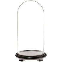 Plymor 11.75" x 23" Glass Display Dome Cloche (Black Wood Veneer Footed Base)