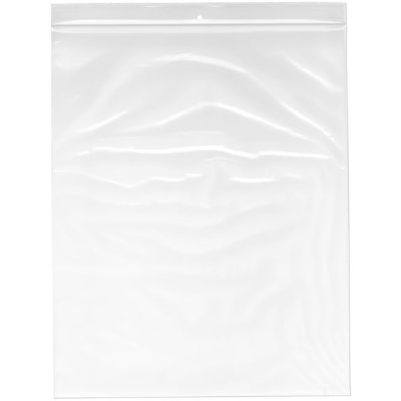 Plymor 12" x 15" (Pack of 50), 4 Mil with Hang-Hole Heavy Duty Zipper Reclosable Plastic Bags