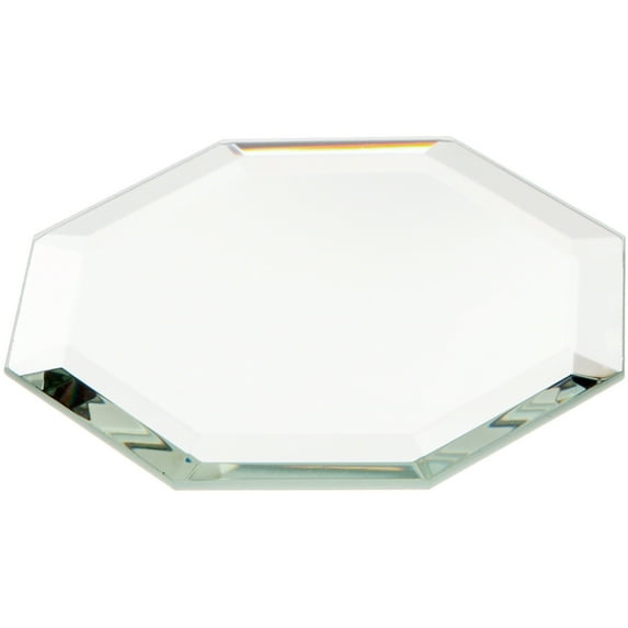 Plymor 2.5" Octagon, 3mm Thick Beveled Glass Mirror, Pack of 3