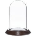 thumbnail image 1 of Plymor 2.5" x 4.5" Small Glass Display Dome Cloche (Dark Mahogany Veneer Base), 1 of 1