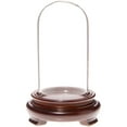 thumbnail image 1 of Plymor 2" x 4" Mini Glass Display Dome Cloche (Walnut Wood Veneer Footed Base), 1 of 1
