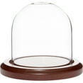 thumbnail image 1 of Plymor 3 inch x 3 inch Glass Display Dome Cloche (Dark Wood Base), 1 of 3