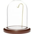 thumbnail image 1 of Plymor 3 inch x 4 inch Glass Display Dome Cloche (Dark Wood Base & Brass Wire), 1 of 1