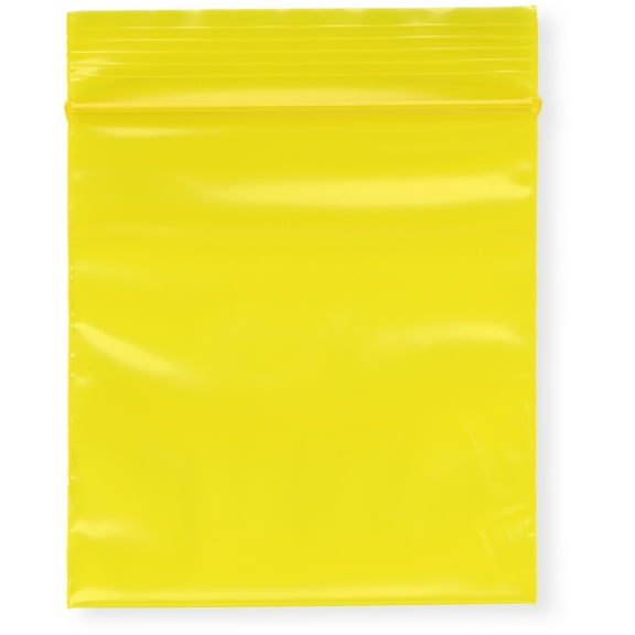 Plymor 3" x 3" (Case of 1,000), Yellow 2 Mil Zipper Reclosable Plastic Bags