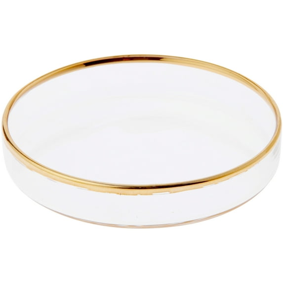 Plymor 3" x 3" Round Glass Display Tray (Gold Rim), Pack of 6
