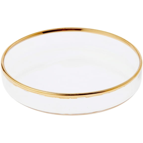 Plymor 3" x 3" Round Glass Display Tray (Gold Rim)