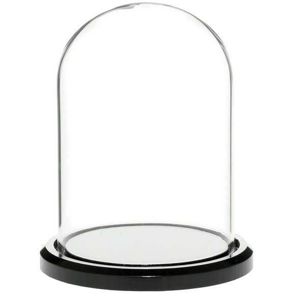 Plymor 3" x 4" Glass Display Dome Cloche (Black Acrylic Base)