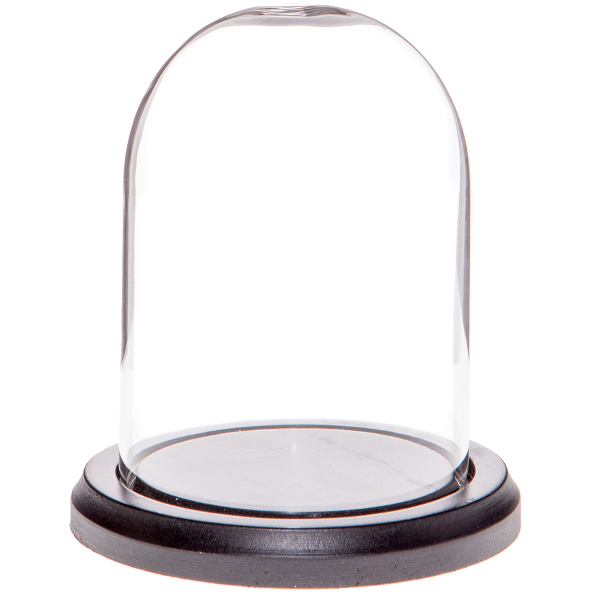 Plymor 3" x 4" Glass Display Dome Cloche (Black MDF Wood Base ...
