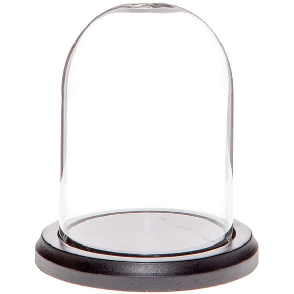 Plymor 3" x 4" Glass Display Dome Cloche (Black MDF Wood Base)