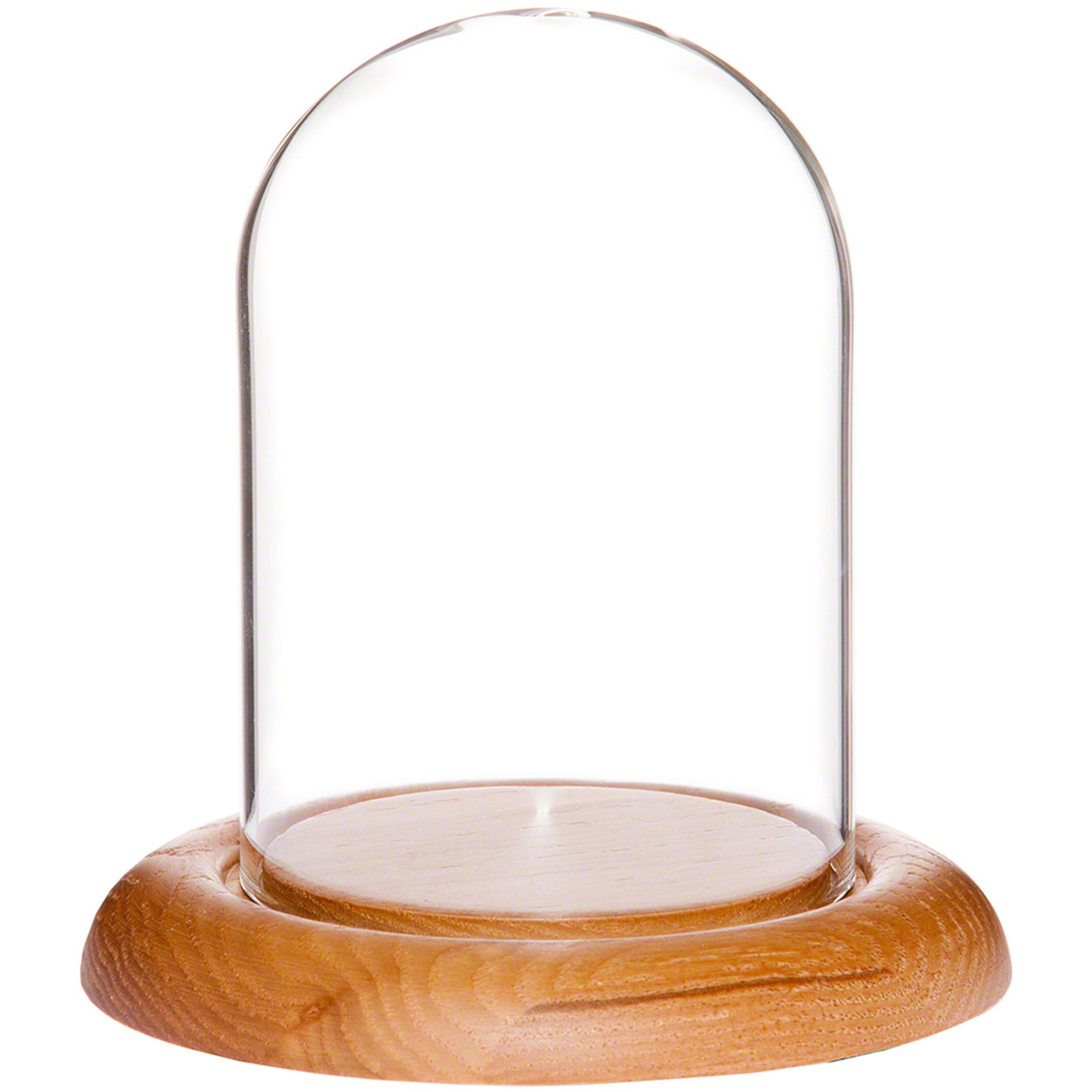 Plymor 3" x 4" Glass Display Dome Cloche (Oak Wood Base)