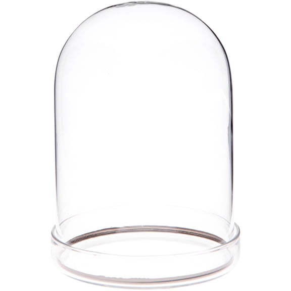 Plymor 3" x 4" Glass Display Dome Cloche with Silver Rim (Clear Glass Tray Base)