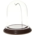 thumbnail image 1 of Plymor 3" x 4" Watch Glass Display Dome Cloche (Dark Mahogany Veneer Base & Silver Wire), 1 of 1