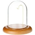 thumbnail image 1 of Plymor 3" x 4" Watch Glass Display Dome Cloche (Oak Base & Brass Wire), 1 of 2